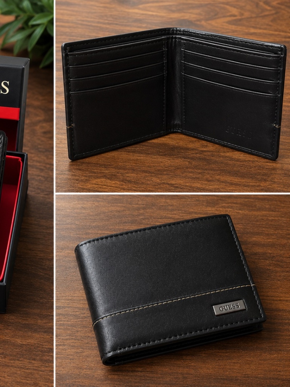 GUESS Genuine Leather Multicard Passcase Wallet
